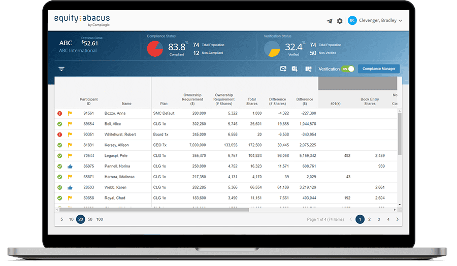 Compliance and verification status screenshot.