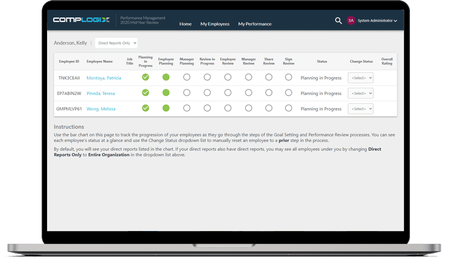 Direct reports summary screenshot.