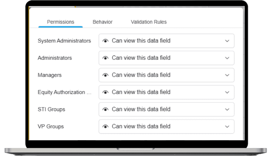 Performance management metrics screenshot.